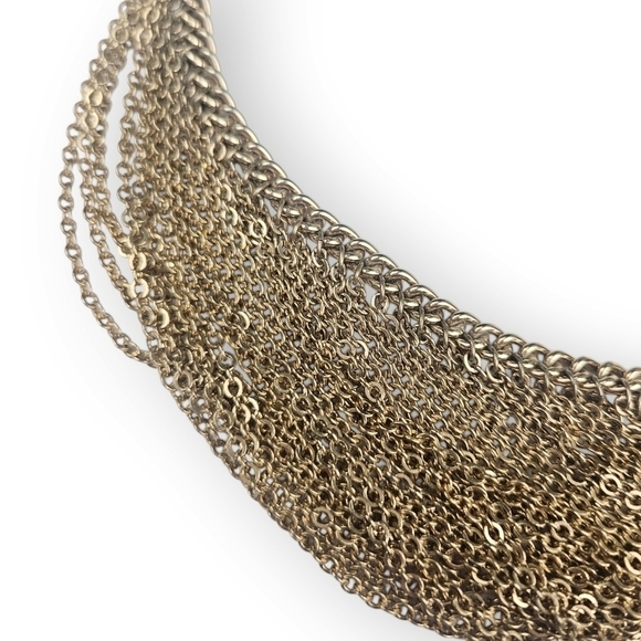 Vintage Cascading Chain Bib Necklace Gold Plated Multichain Choker 14.5" Long - Picture 4 of 9
